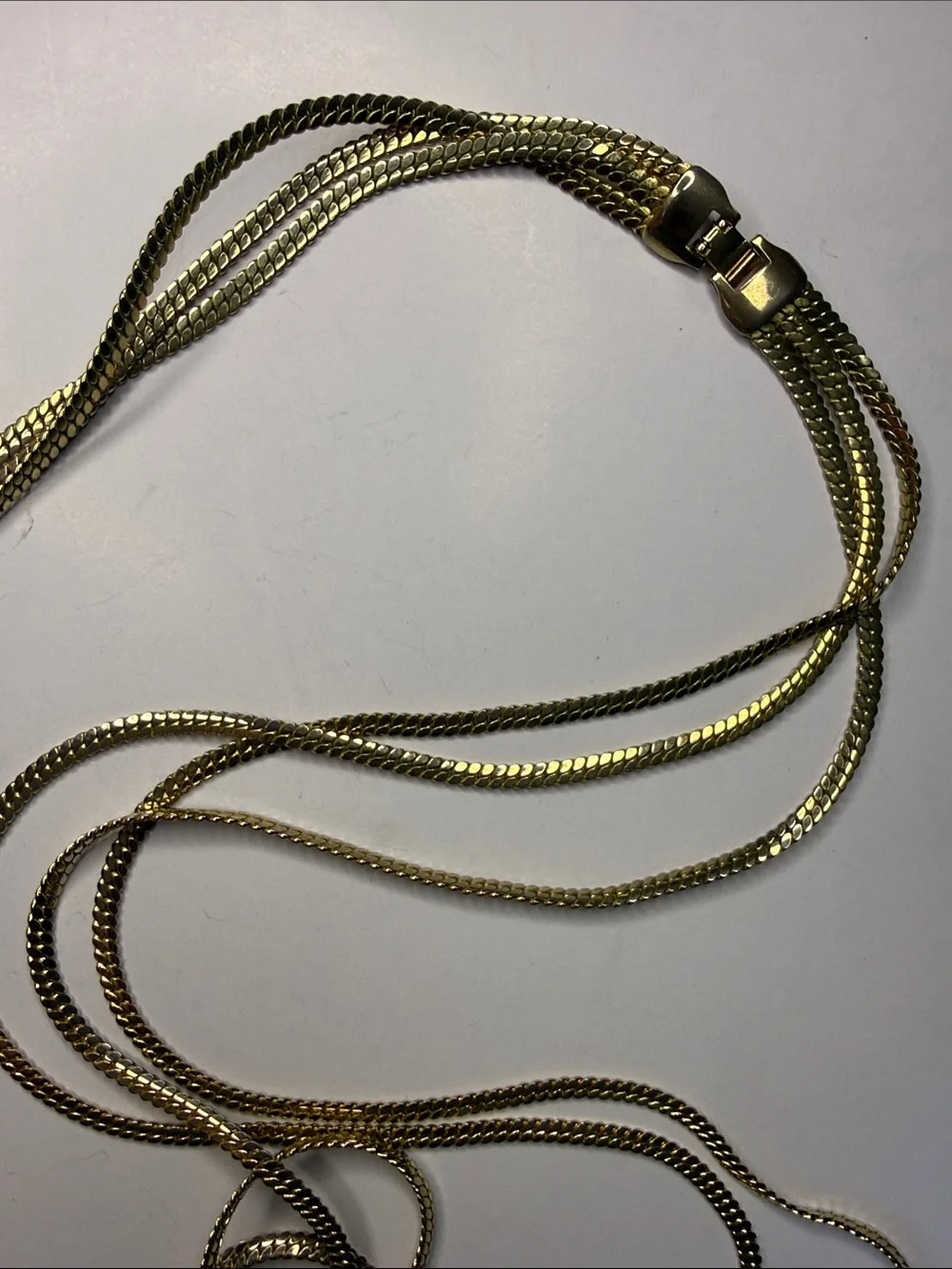 Gold Tone Multi-Strand Snake Chain Necklace
